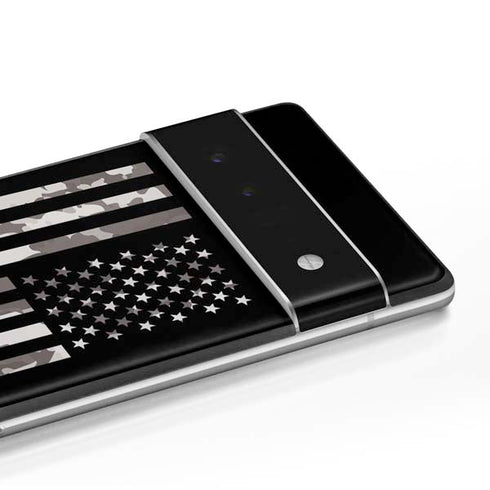 Black and White Camo American Flag Google Pixel 6 Skin